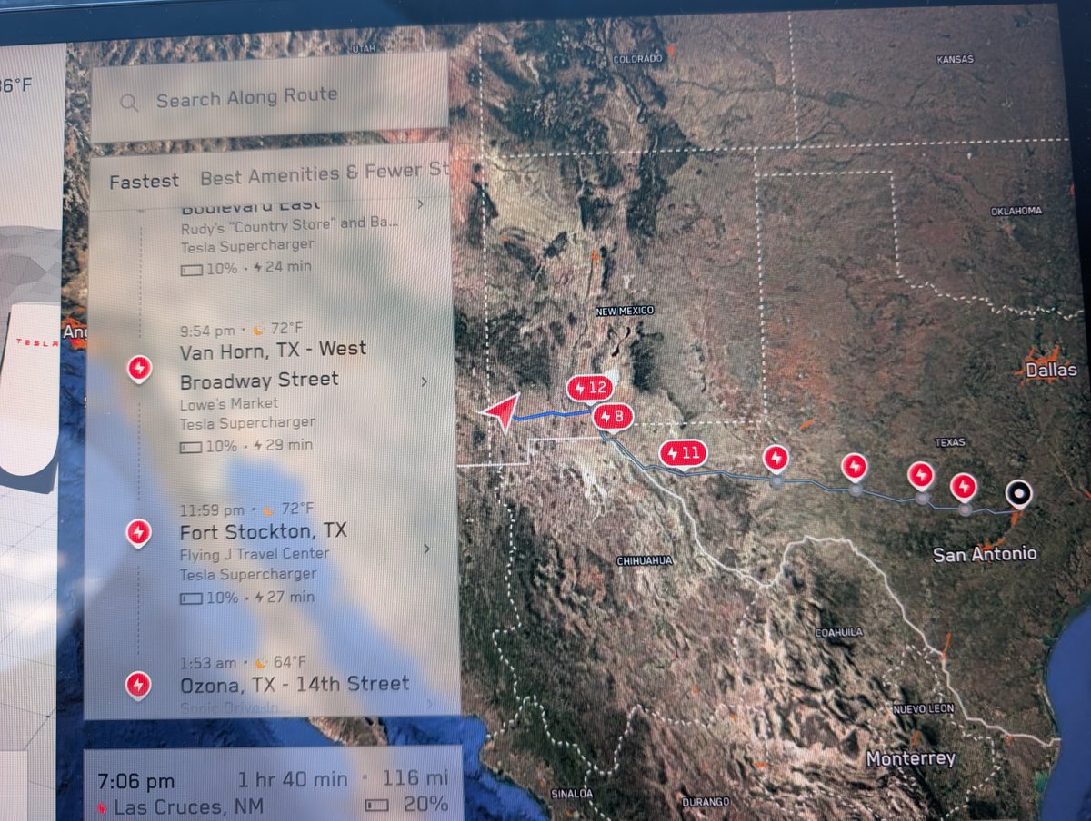 7 more charge stops! Woohoo also approaching 136k miles @TesLatino and @HustleMusclesAZ NGL really excited…
