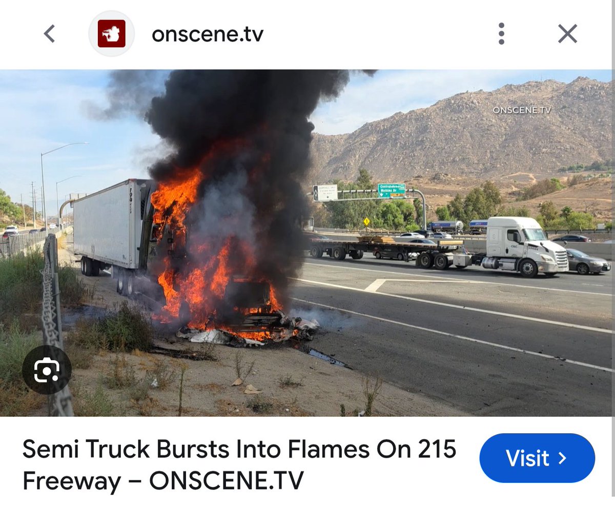 California resident here: I've seen more regular Semi trucks catch fire this year than the…